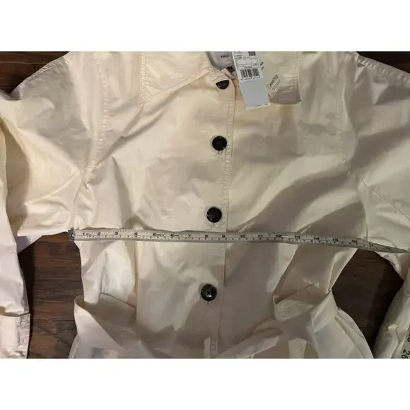 MNG Mango Trench Belted coat Womens Ivory Double Breasted Classic Sz:L - Picture 9 of 9